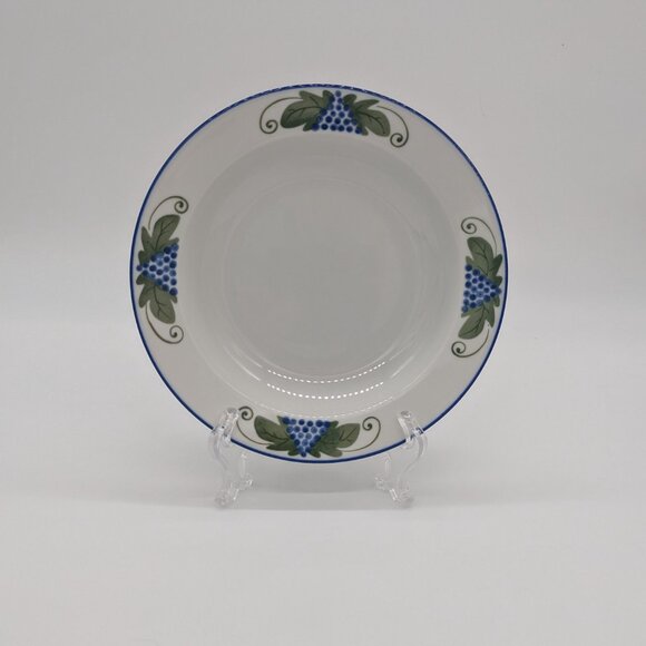 Dansk Provence Harvest Two Rim Soup Bowls Blue Green Some Scuffing Wear Used - Picture 2 of 6